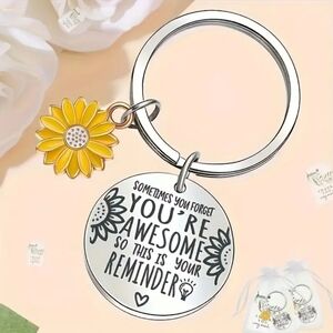 Inspirational sunflower keychain